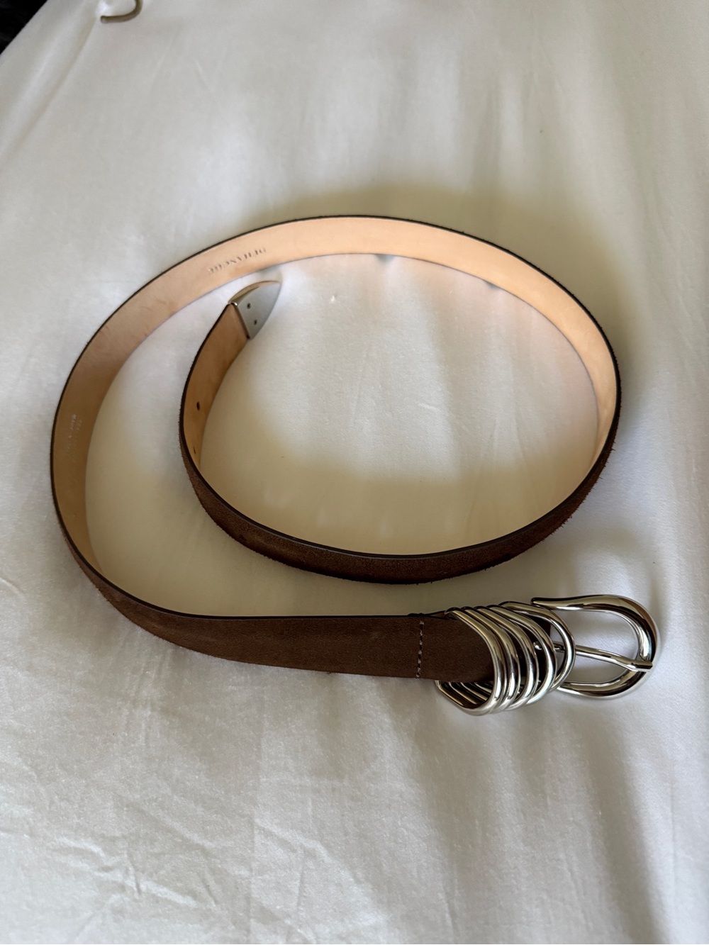 Dehanche Brown Suede Hollyhock Silver Buckle Belt
